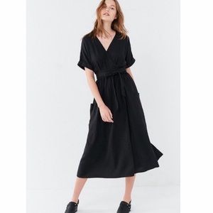 Urban Outfitters Black Linen Wrap Dress XS